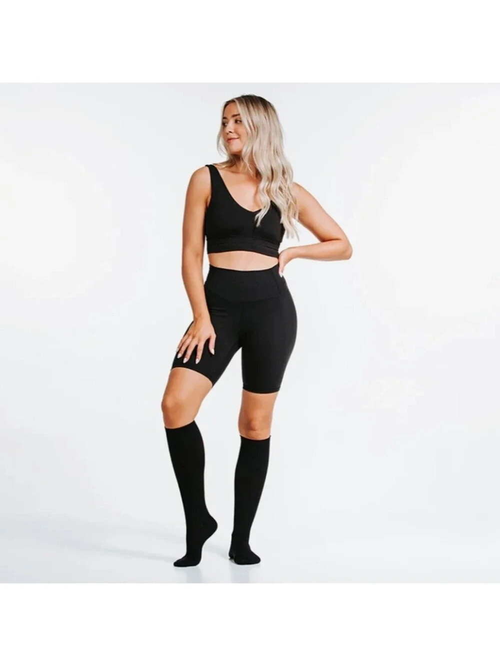 Pro Compression Marathon Knee Socks Black Size Large XLarge Run Nurse Teacher